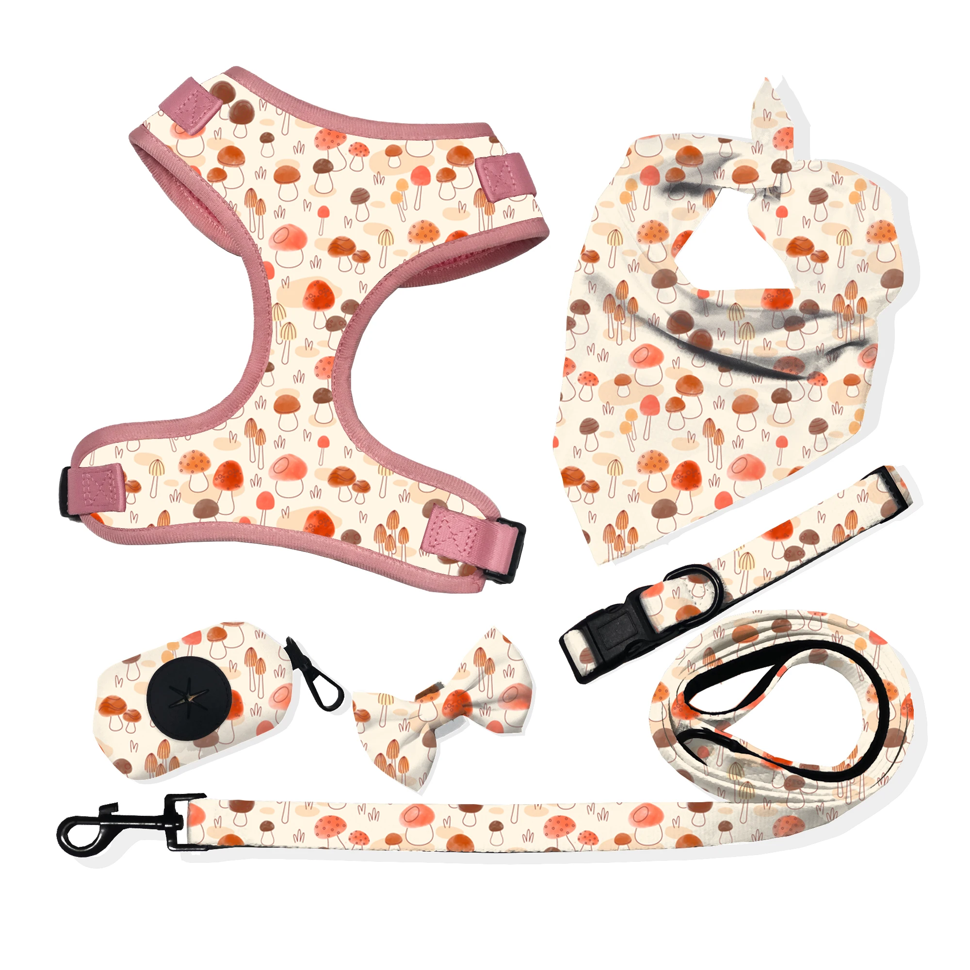 Manufacturer Classic dog harness mesh no pull custom design soft nylon padded breathable pet cat puppy  harness and leash Bowtie