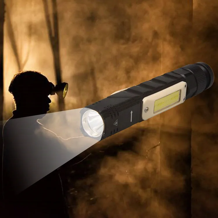 Portable COB Work Lamp Rotatable Mini Pocket Flashlight with Swivel Magnetic Base & Clip & 5 Modes