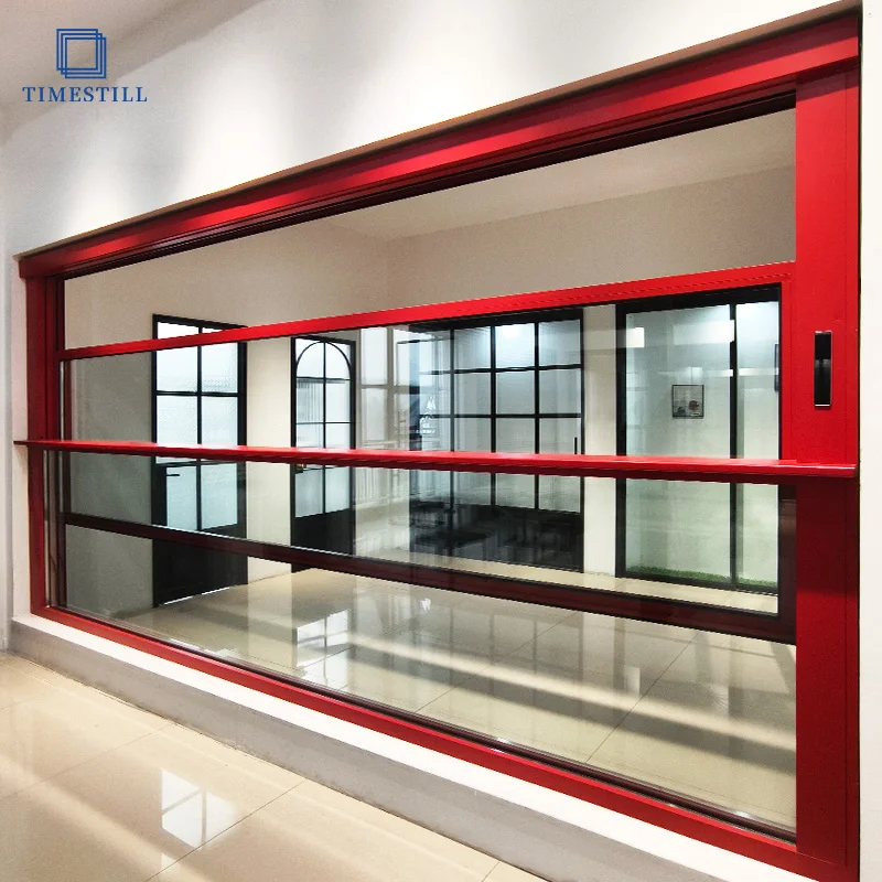 Modern Minimalism Automatic Aluminum Frame Motorized Upward Vertical Sliding Window For villas