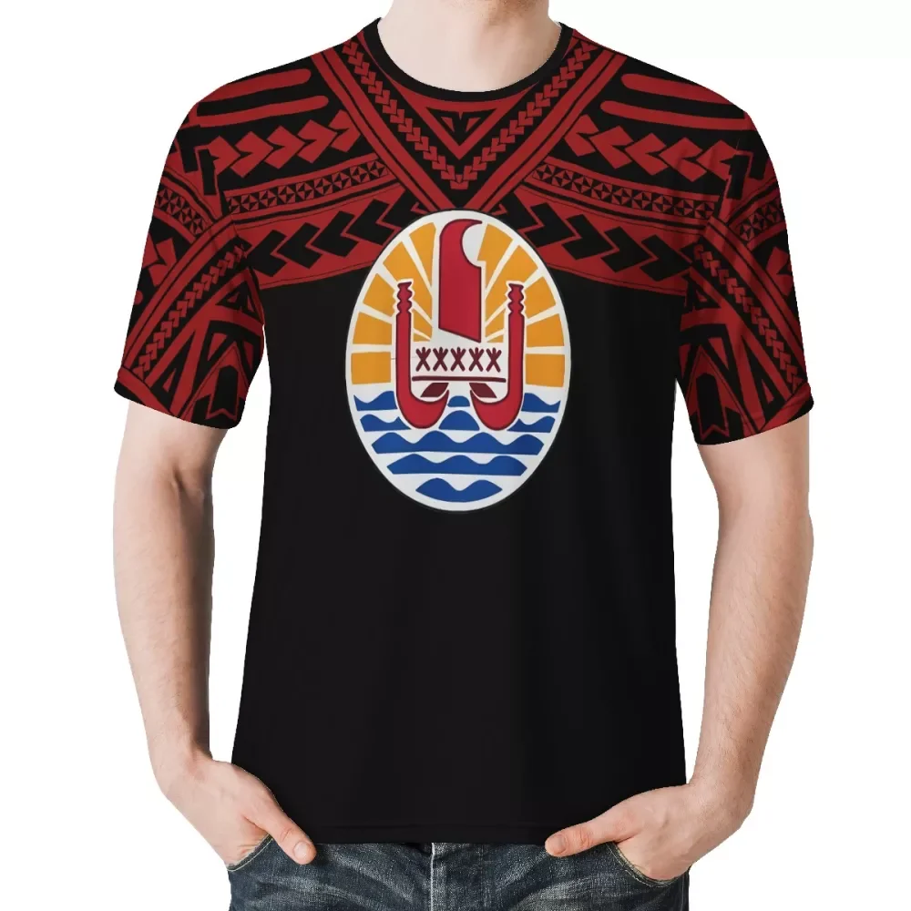 1 MOQ Cheap Price Polynesian Samoan tribe NIUE Loose T Shirt  Style pattern Casual men Office Shirt Short Sleeve