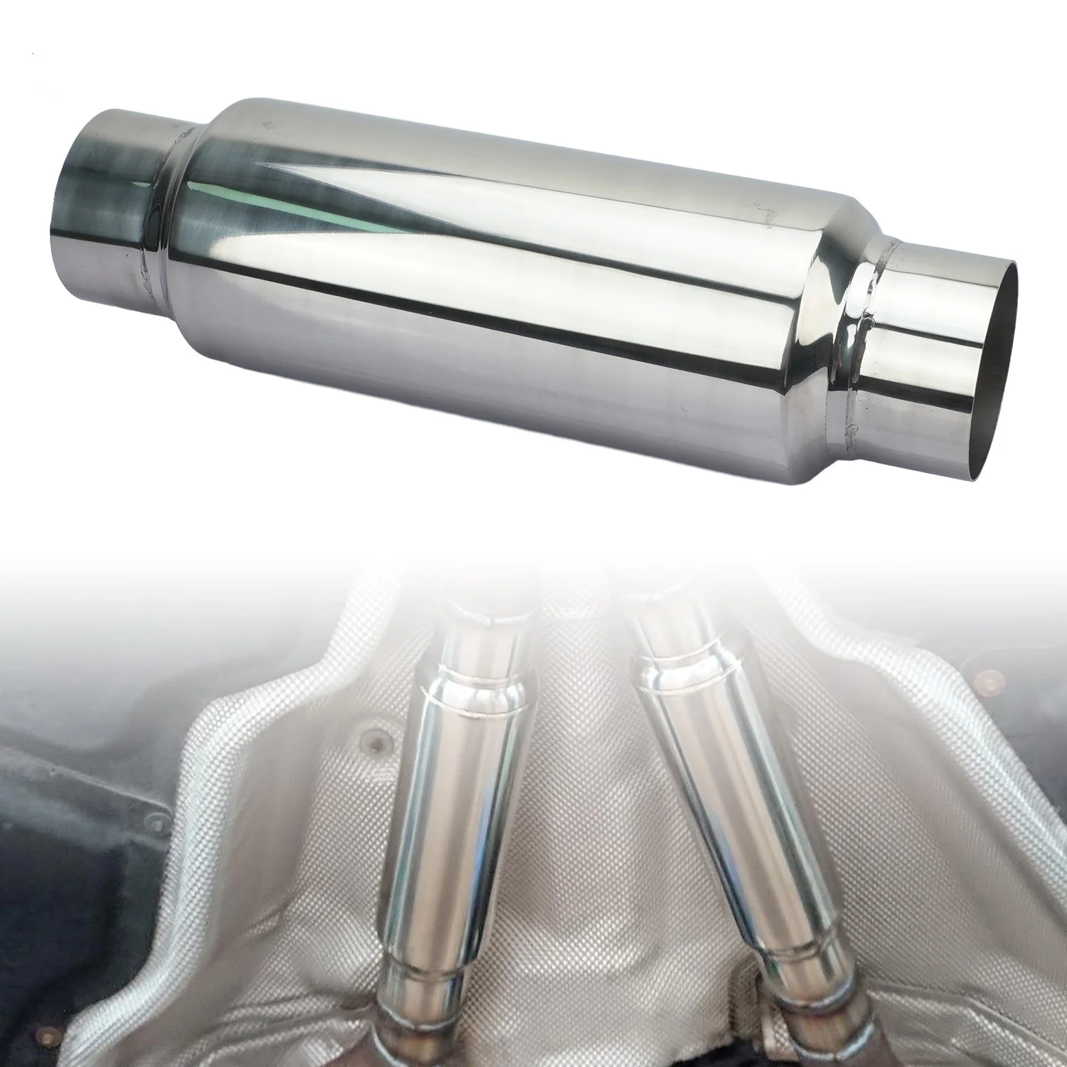2 Inch & 2.5 Inch Auto Spiral Silencer 51mm 63mm Titanium Resonator Muffler Pipe Car Exhaust TT Model Resonator Pipe