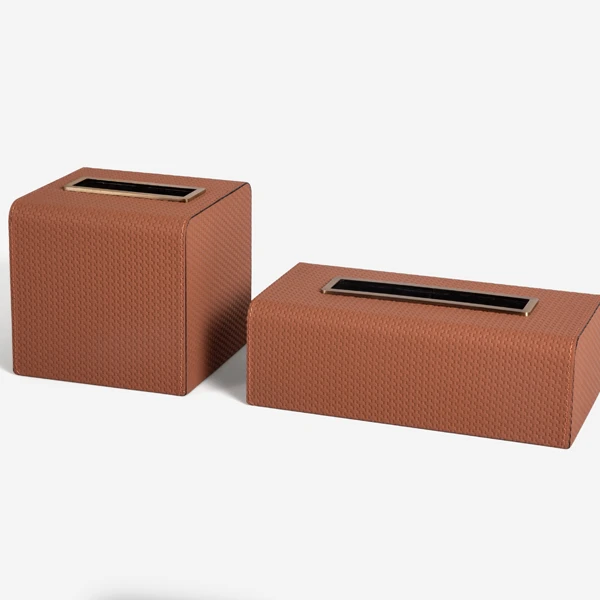 Z-13Metal tissue napkin box living room car High quality box leather tissues luxury wooden tissue box cover