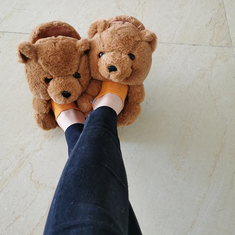 2021 Hot Sale Teddy Bear Slippers One Size For Kids Teddy Bear Slippers Cute Teddy Bear Slippers Animal