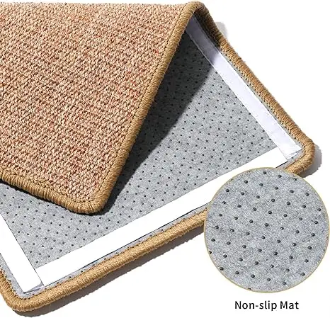 Cat Scratcher Mat, Natural Sisal Cat Scratch Mats, Horizontal Cat Floor Scratching Pad Rug with Sticky Tapes