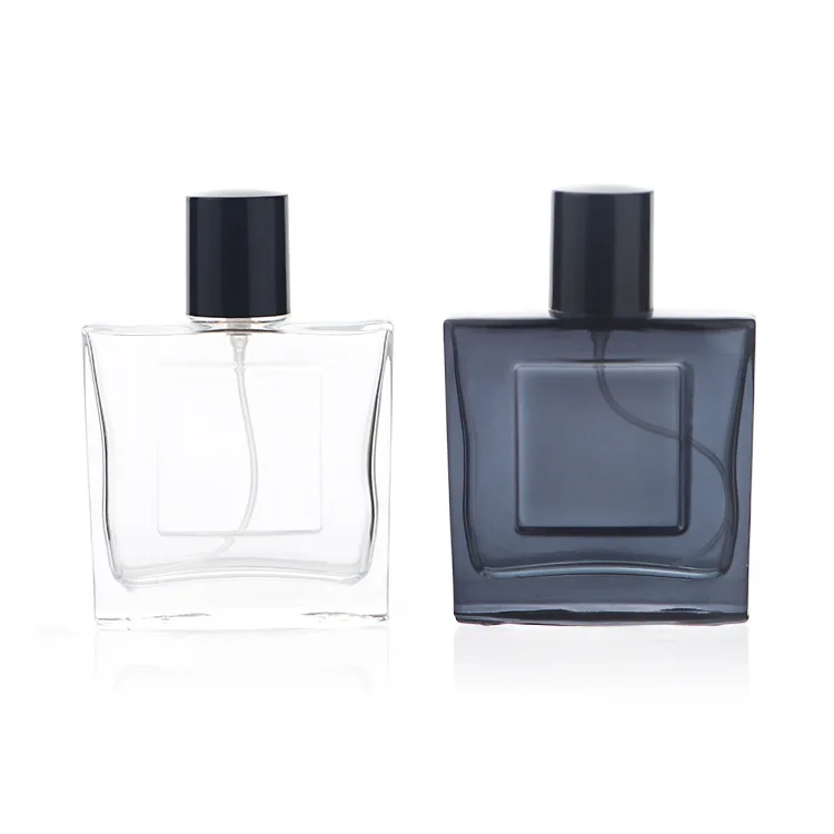 Free sample designer 50ml 50 ml vintage empty gray clear color square perfume glass bottles for turkey