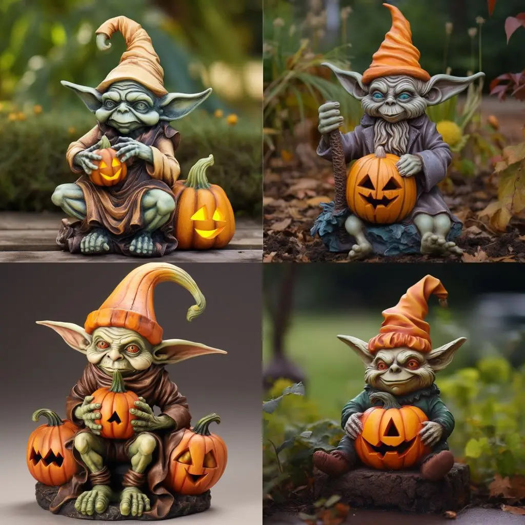 Cross border New Halloween Witch Holding Pumpkin Resin Decoration Creative Decoration Night Light Rural Micro Landscape