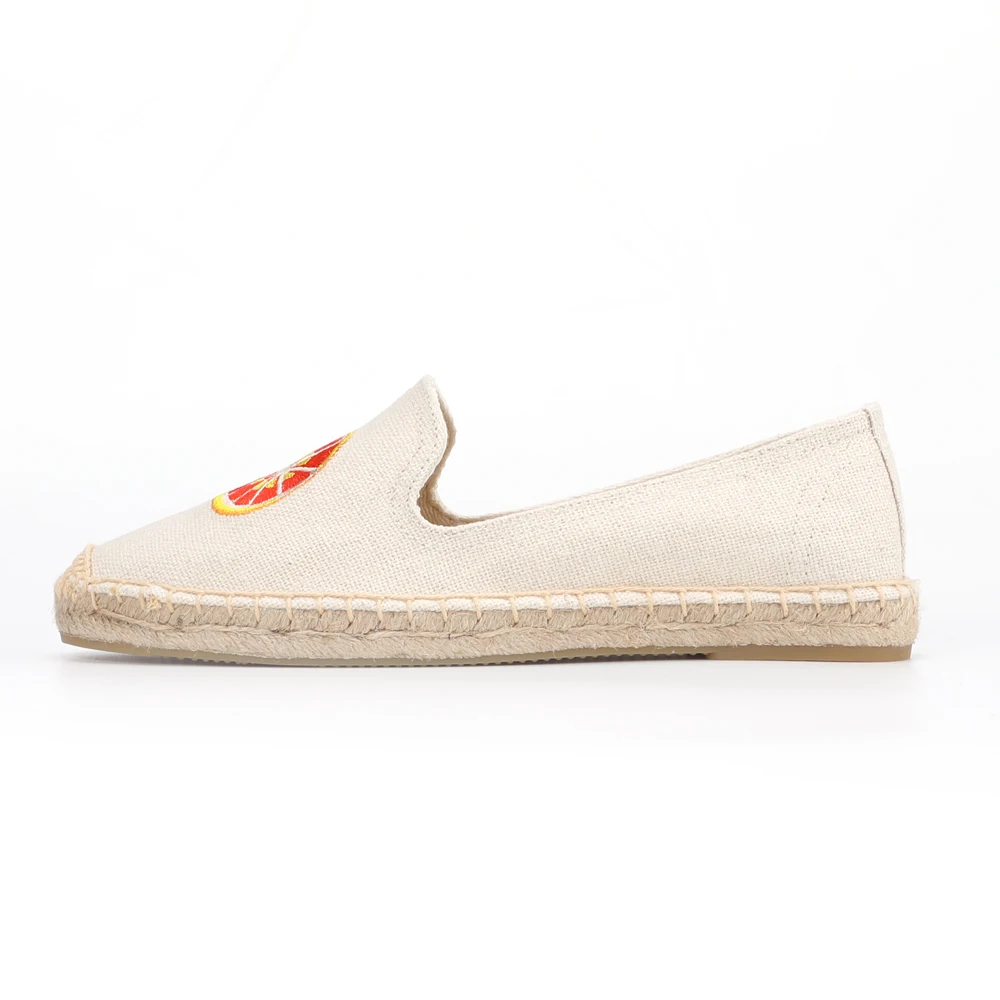 Hot Selling High Quality Ladies Ballet Flats Exquisite Embroidered Canvas Espadrilles PU Insole for Spring Summer Factory Direct