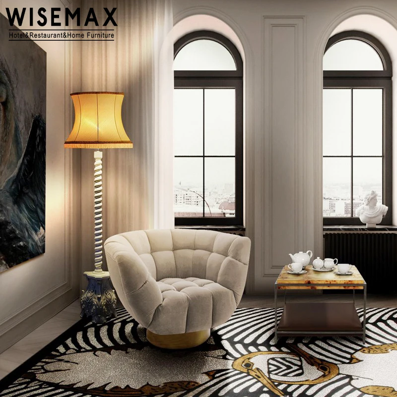 WISEMAX мебель легкий роскошный вращающийся одноместный диван для гостиной дома деревянная Ткань металлический простой стул