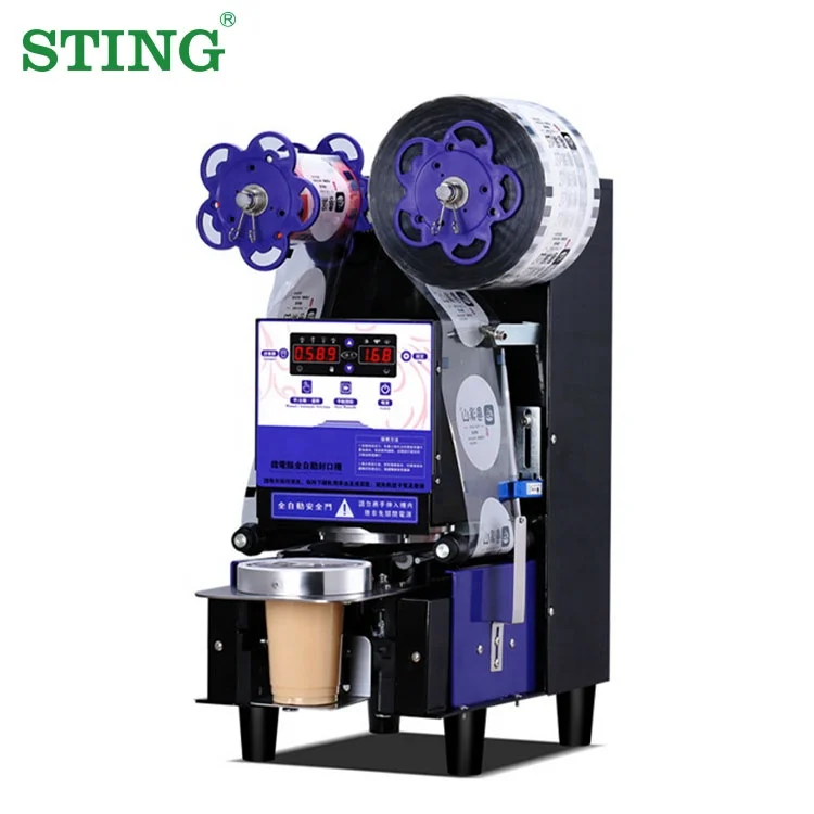 Fully Automatic Paper Plastic Film Bubble Milk Tea Boba Cup Sealer Sealing Machine Suppliers Price