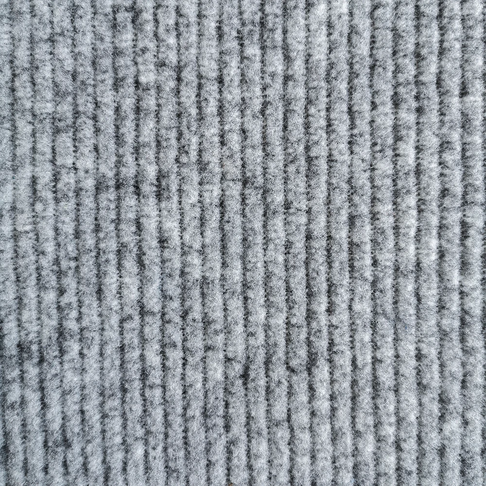 sustainable custom melange grey cationaic brushed fleece stripe coarser knitted fabric for winter cardigan sweater jacket SCK0