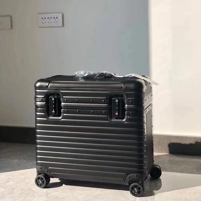 Pilot luggage bag custom logo trolley on wheels aluminium alloy suitcase 18 inch boarding box