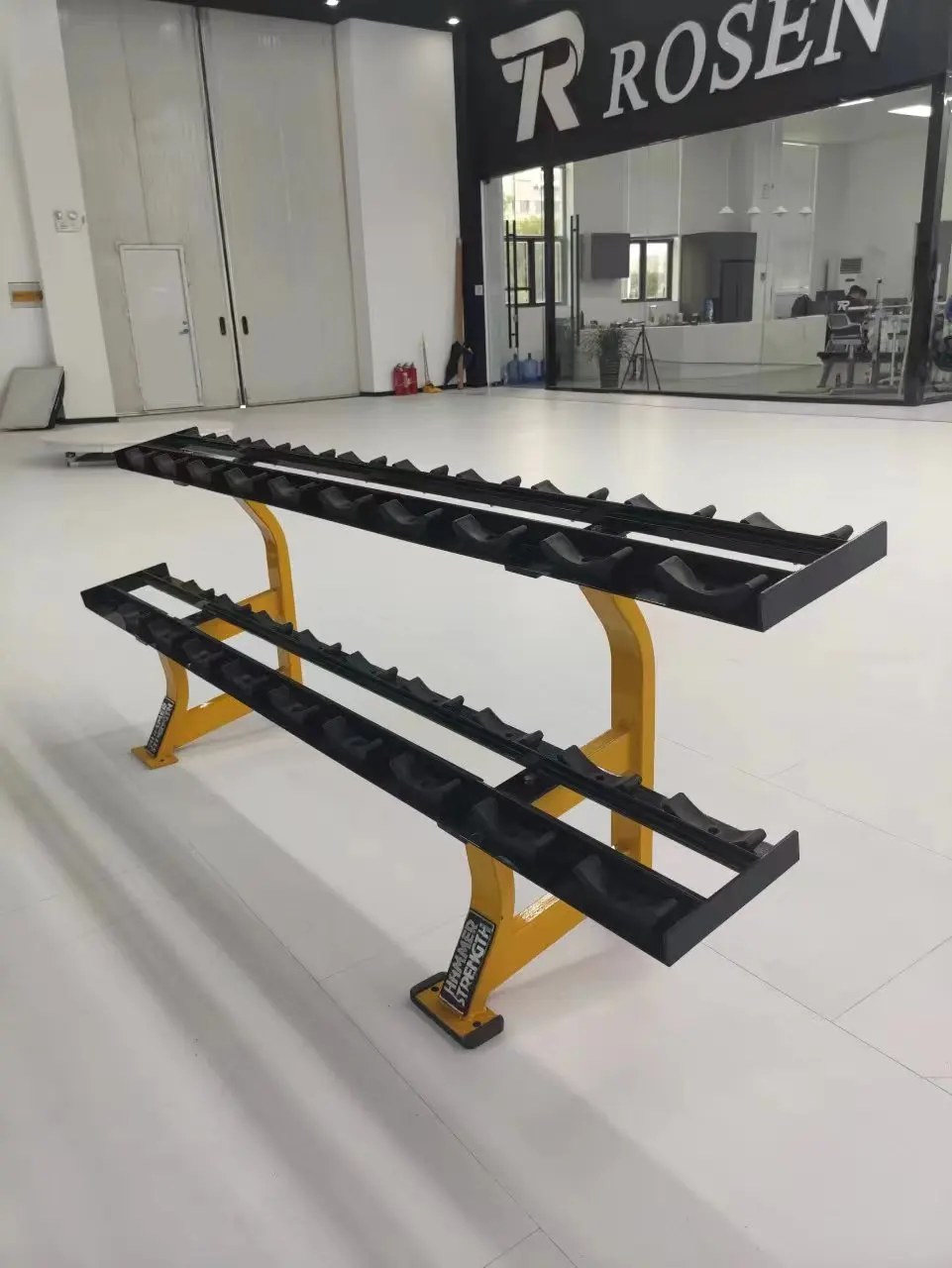 High Performance Strength Training Gym Fitness Equipment Bodybuilding Galvanized Steel Tube Dumbbell Rack Two Tier For Exercise