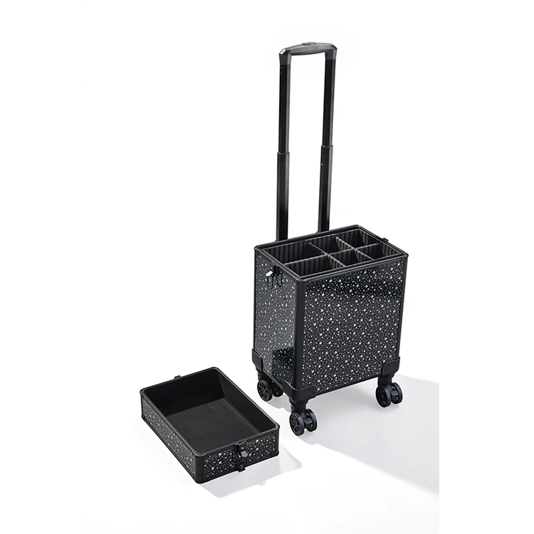 BSCI members Professional multifunctional 2 In 1 travel train rolling makeup beauty tool storage cosmetic case hairdressing case