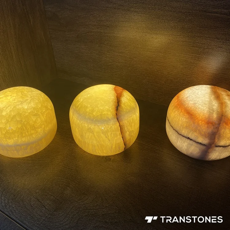 Alabaster Bedside Lamp Translucent Polished Color Changing Natural Onyx Table Lamp