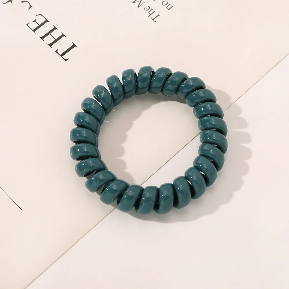 New Fashion Women Reusable Colorful Ponytail Telephone Wire Coil Elastic Hair Tie Band Rope For Girls