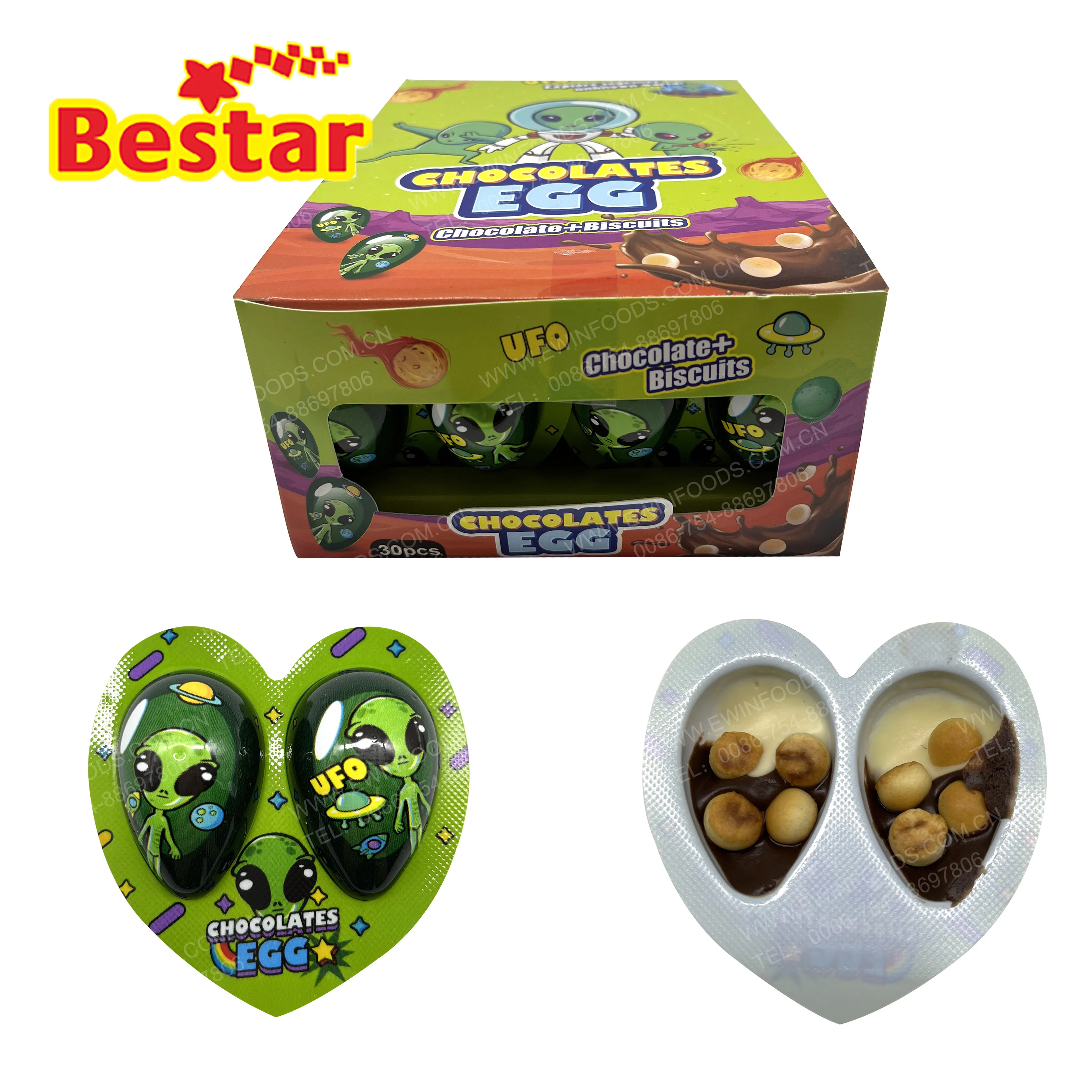 New alien Chocolate Egg Heart Shape Choco Biscuit Egg 2 in 1 Chocolate With Biscuit Ball