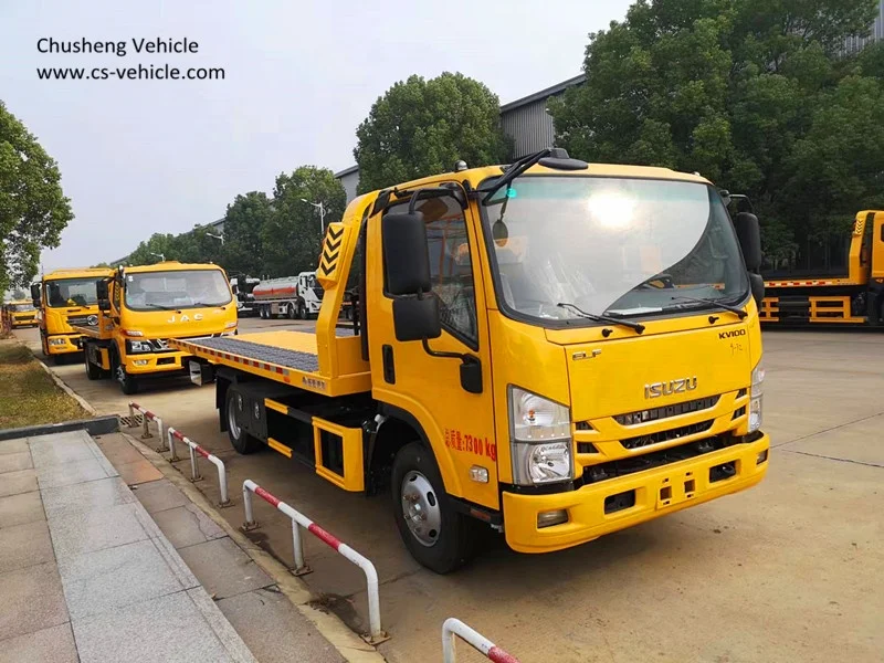 China New ISUZU 5Tons Flatbed Towing Truck 4x2 Diesel Manual Transmission Wrecker ISUZU Tow Trucks for Sale