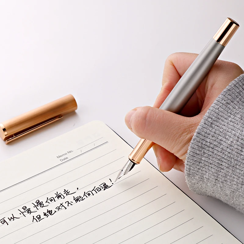 Hot selling Luxury Black Silver Color High Quality Brass Metal custom Fountain Pen set with Logo for gift