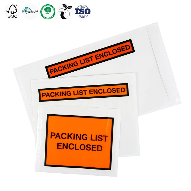 Self Adhesive Waybill Envelope Sideways Loading Shipping Mailing Packing List Plastic Pouch