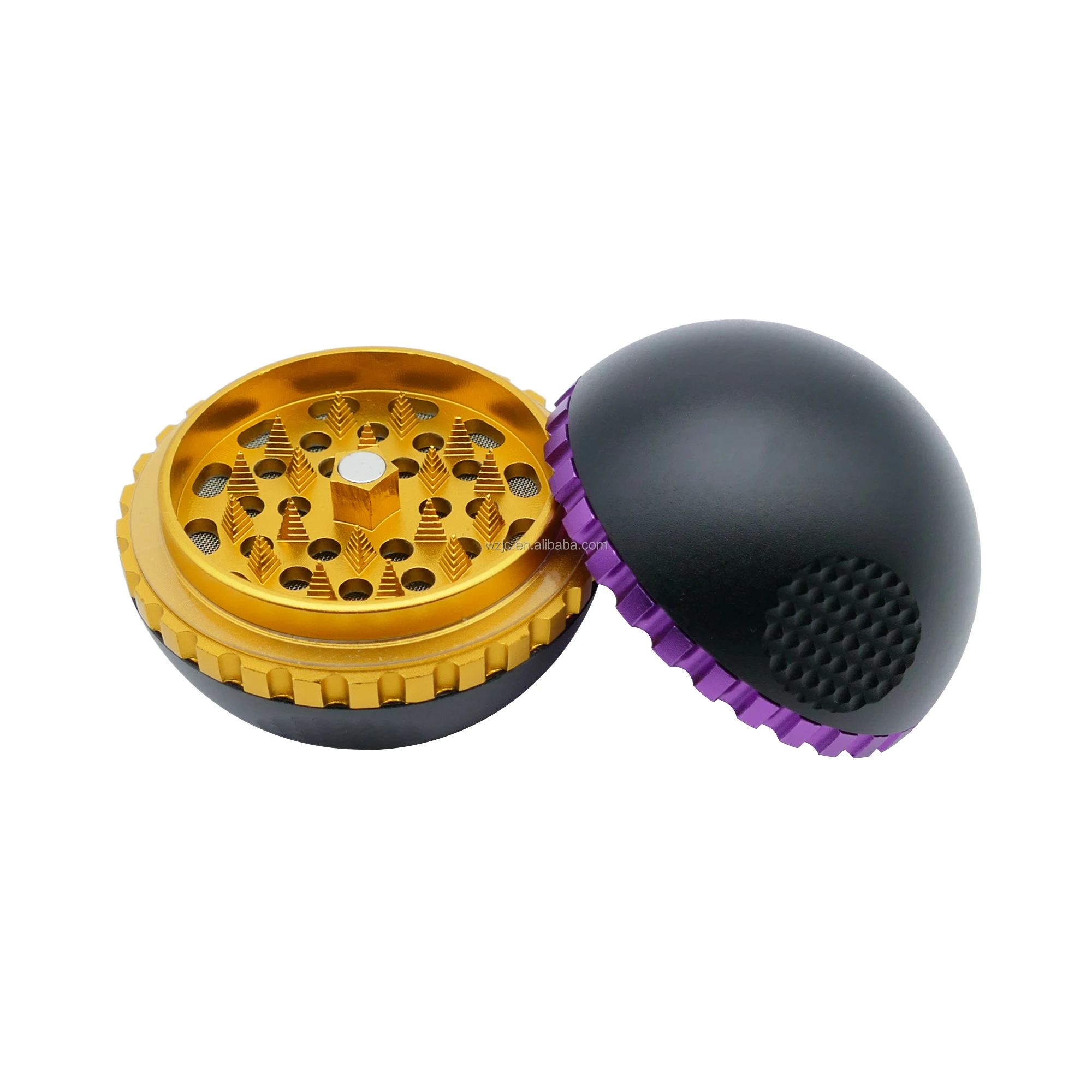 JC7006 New design Christmas ball spherical grinder multi color round ball 63mm 4 layer aluminum custom spherical smoking grinder