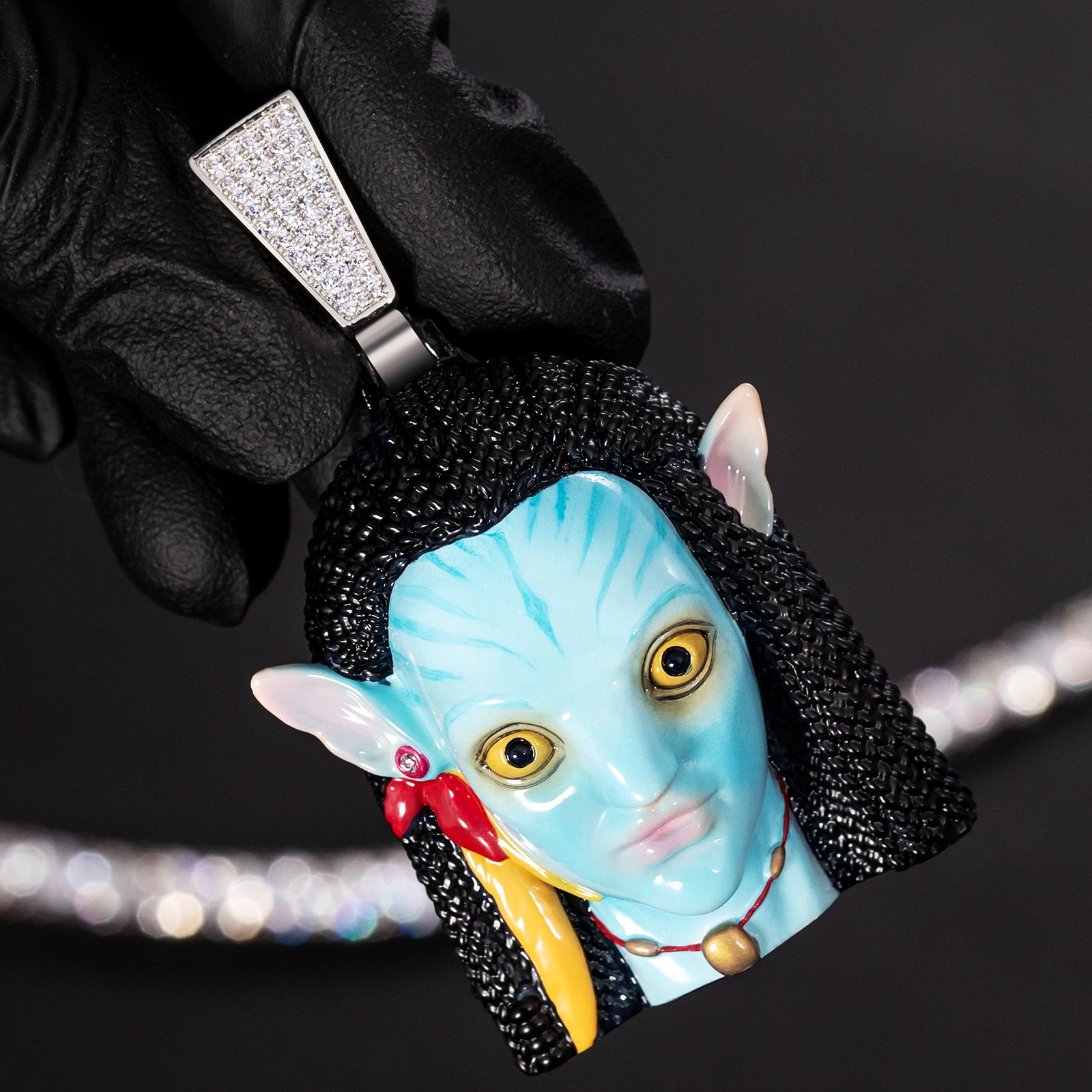 KRKC Christmas Unique Customized 3D Enamel Pendant Gift Pass Diamond Tester Silver 925 Gold Hip Hop Jewelry Enamel Pendant