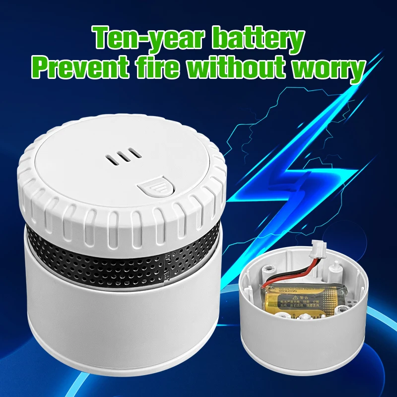 Customizable 85Db Wireless Hotels Smoke Leak Detectors/Alarms Photoelectric Standalone Mini Smoke Alarm 10 Year Battery