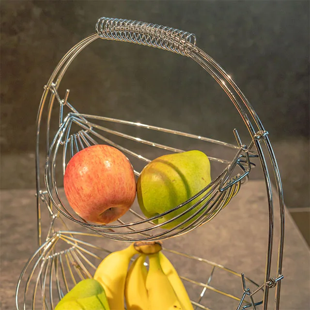 Exquisite workmanship 2 tier countertop metal fruit wire basket bowl fruit basket