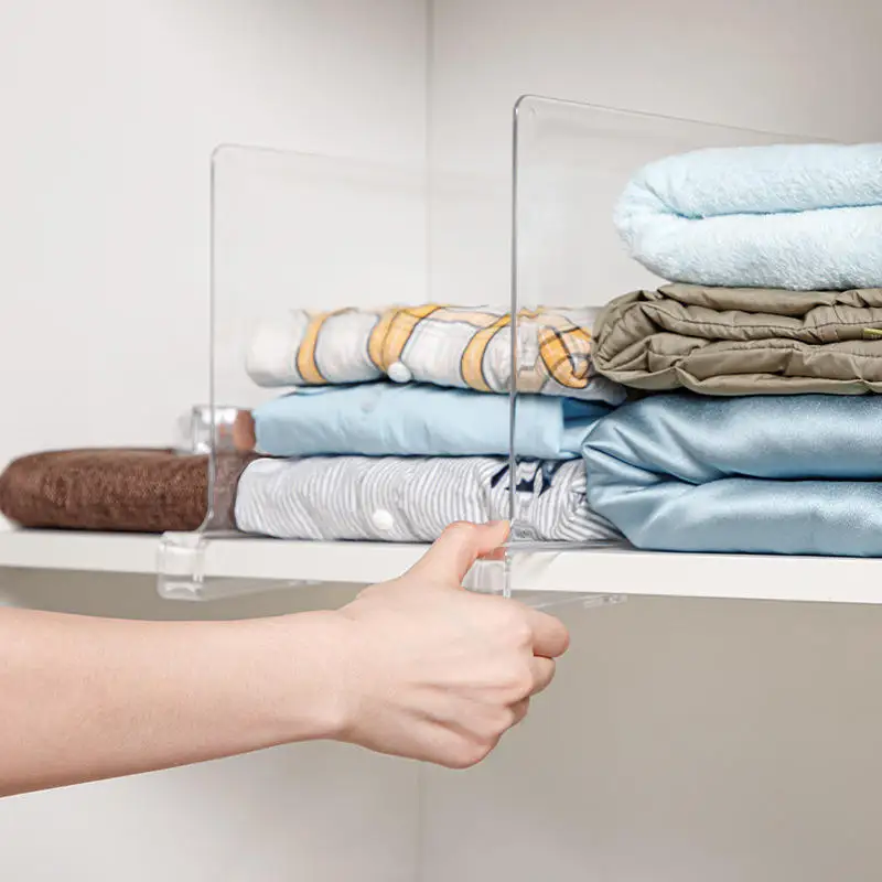 Hot Selling Transparent Wardrobe Clothes Sorting Partitions Book Classification Acrylic Partitions