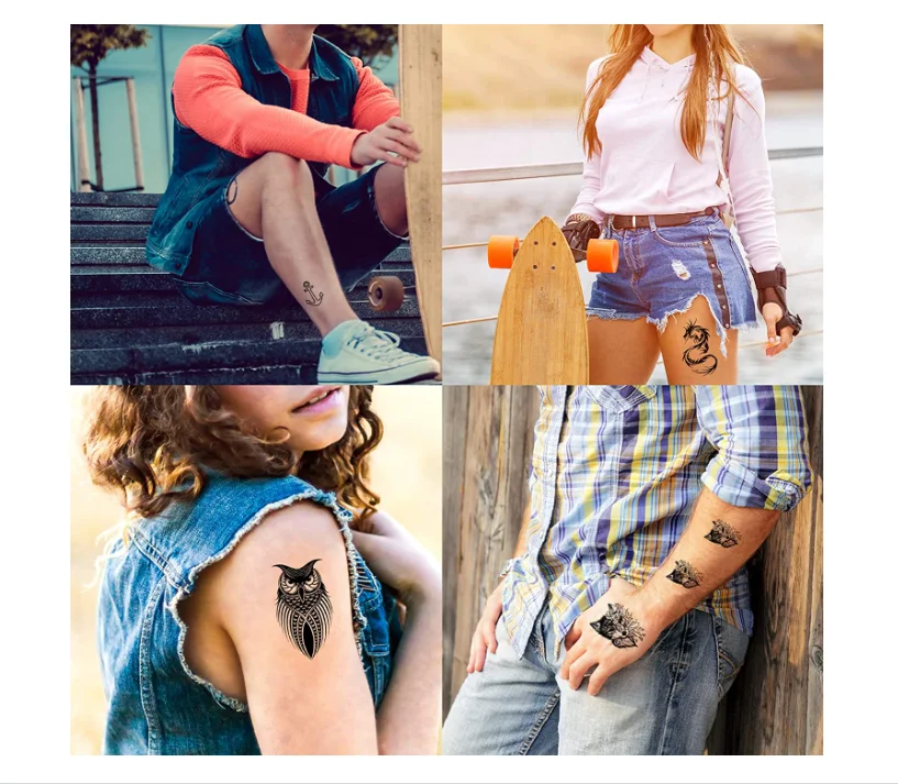 72 Sheets Tiny Temporary Tattoos Stickers, Tattoos That Look Real And Last Long, Halloween Tattoos Include Black Scary Wolf