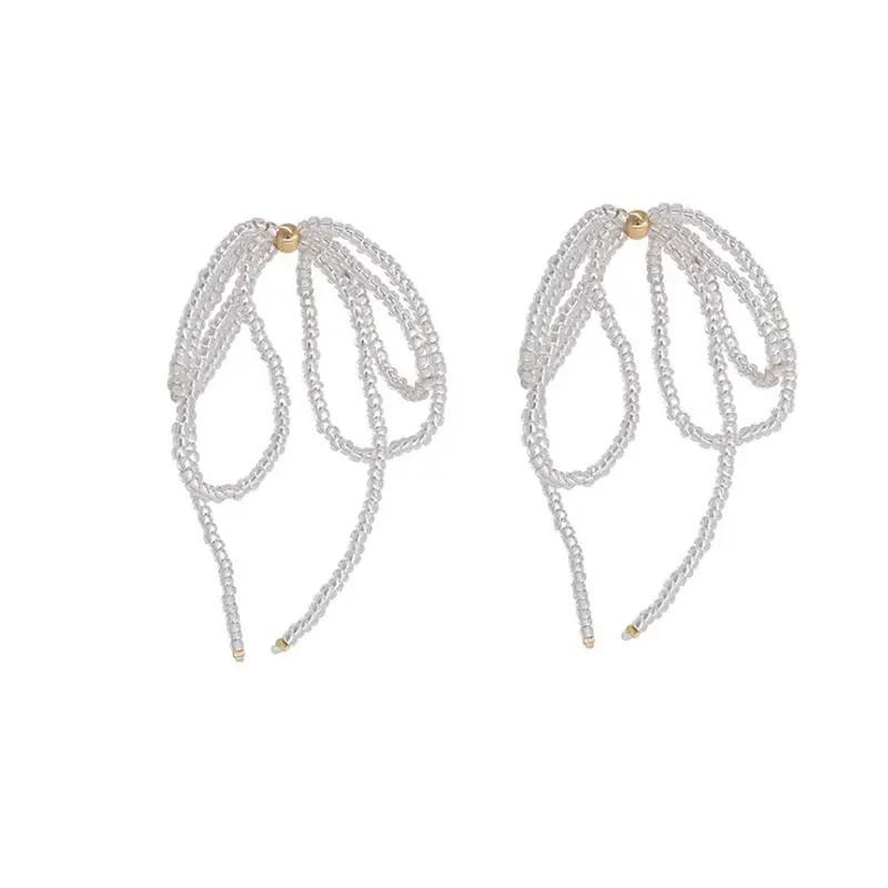 South Korea Luxury Retro Pearl Bead Tassel Earrings New Trend Butterfly Bow Design Fashion Jewelry