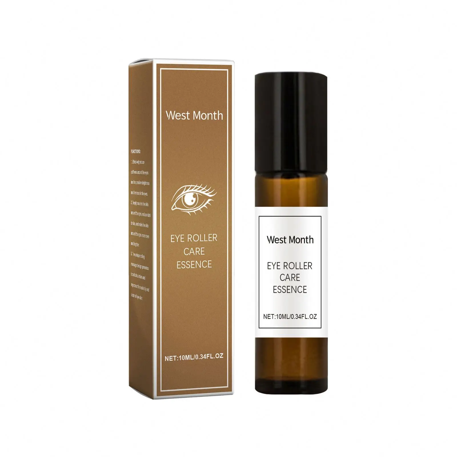 West Month Wholesale OEM 10ML Natural Eye Care Roller Oil Dark Circle  Bag Removal Anti-Aging Eye Essence Roller Massager