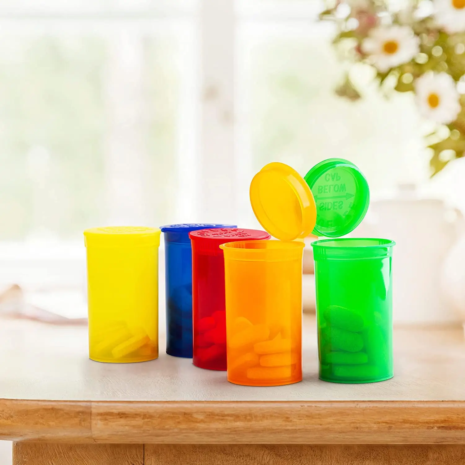 wholesale Plastic Medicine Pill 6 Dram Child Resistant pop top tubes Medicine candy Pill Dispenser