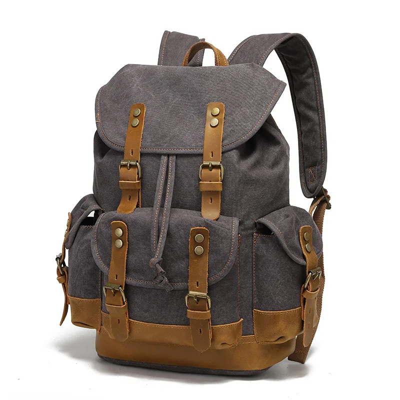 N-165 Nerlion Wholesale Custom Logo Vintage Teenager Design Outdoor School Travel Bag Oil Waxed Canvas Rucksack Backpack For Men