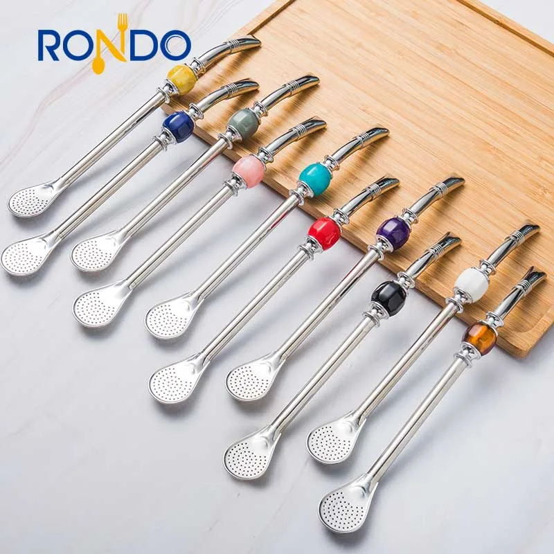 New Style funny Yerba long Mate Stainless Steel Drinking Straws With Filter Spoon and gift box