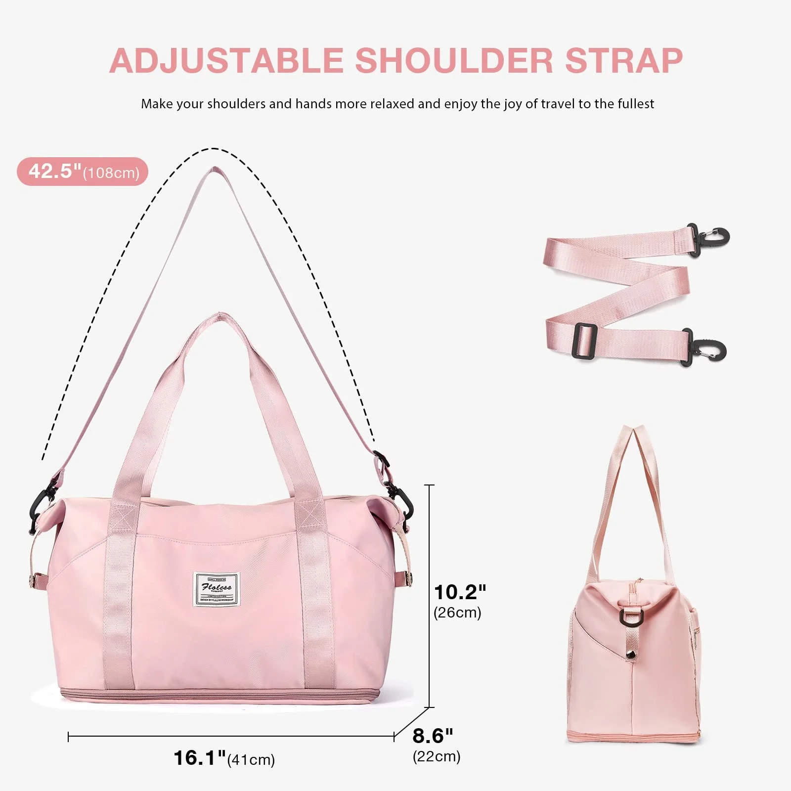 2024 Large Capacity Duffel Sports Bag Custom Logo Women Sport Crossbody Duffle Pink Gym Bag For Girls Gym
