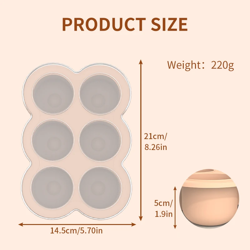 New Arrival Silicone Ice Cube Mold Large 6 pcs Ice Cube Maker Quick-freeze Demouldable Silicone Baby Food Storage Ice Cube Tray