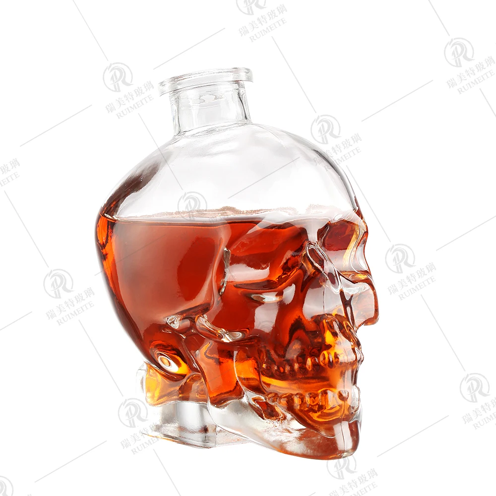 skull design 750ml vodka bottle 500ml 700ml spirit XO  liquor wine glass bottle
