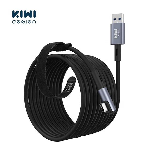 kiwi design vr accessories 5m VR Headset Link Cable USB 3.0 USB-C right angled 5Gpbs fast Charging Cable for Meta/Oculus Quest 2