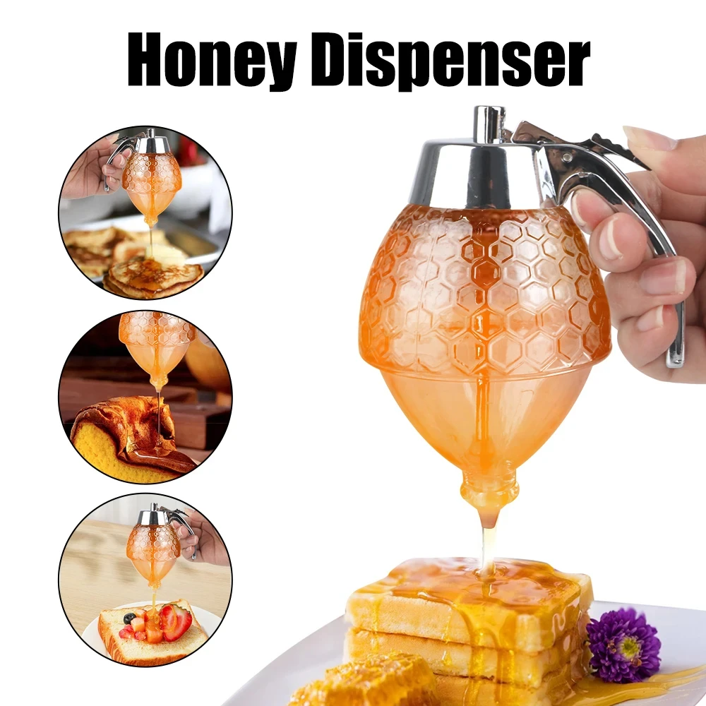 Factory wholesale 8oz honey comb shaped honey pot honeycomb jar no drip maple syrup glass honey dispenser with stand