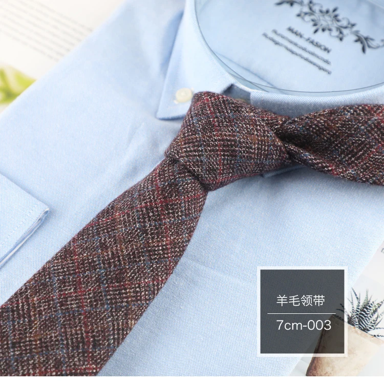 Новый стиль шерстяной галстук 7 см галстуки пушистый однотонный тонкий полосатый аксессуары для одежды теплые в