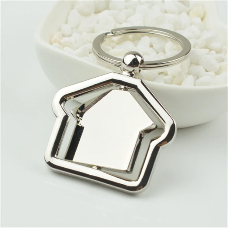 Hot Selling Blank Silver House Shape Custom Self Defense Keychain Accessories