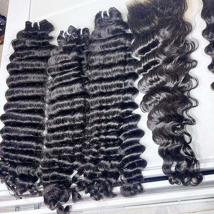 Drop Shipping Vendor Vietnamese Human Hair Super Double Drawn cuticle aligned raw vietnames deep wave bundles