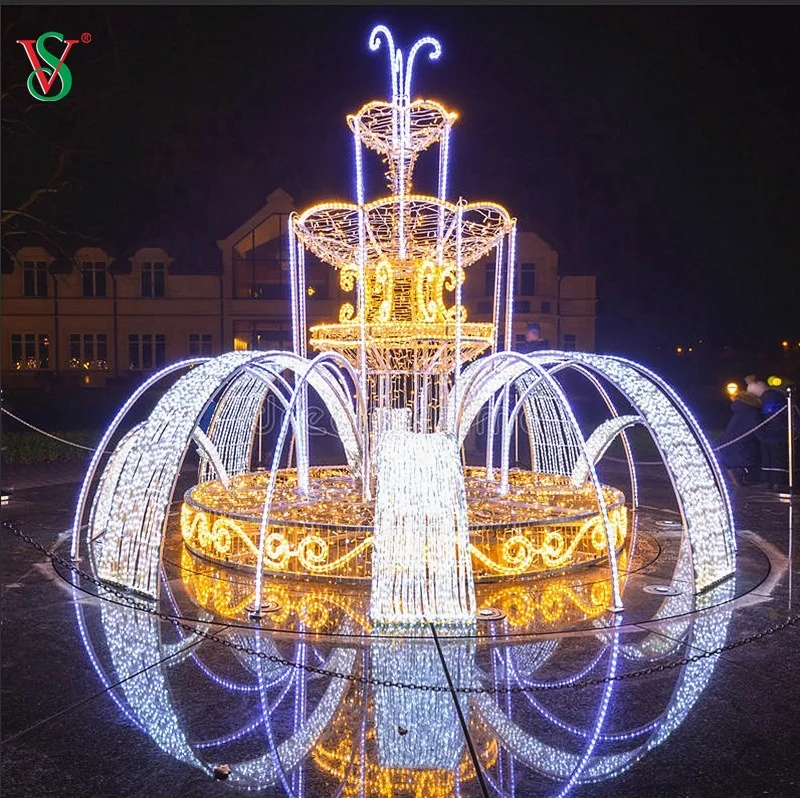 Merry Christmas Custom Giant Fountain LED Animated Motif Lights Decoration Christmas Fountain 3d Street Rope Light Motif