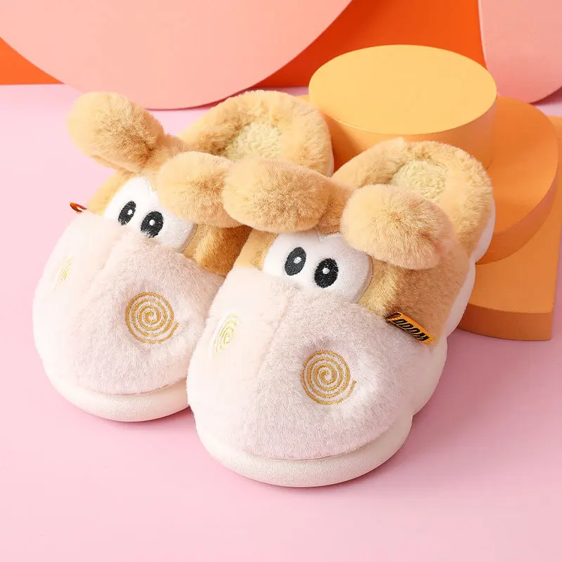 Fall Winter New Fashionable Indoor Girls Boys Non Slip Breathable kids Cartoon Cozy Plush Fuzzy Slippers For Kids