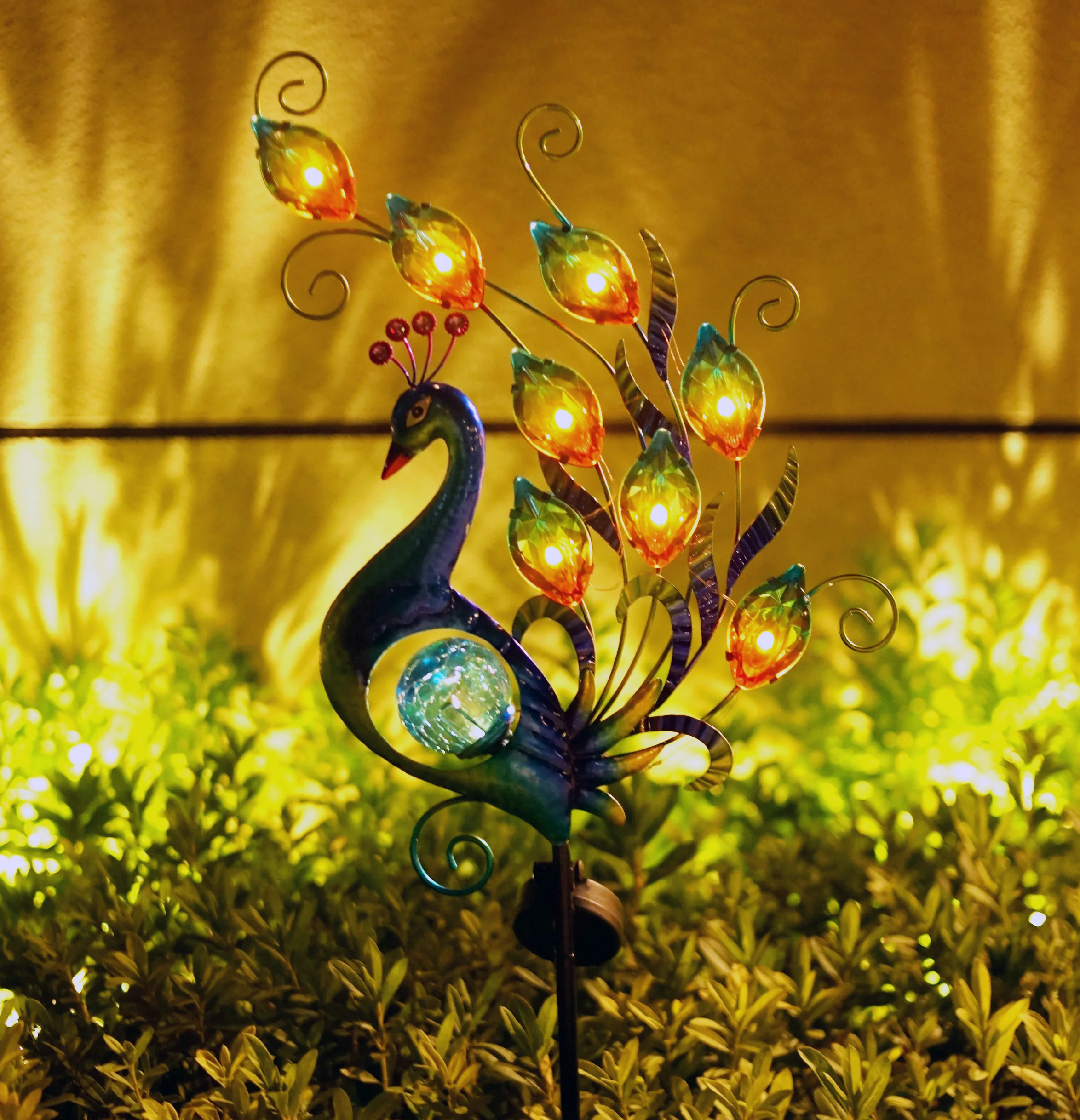 Металлический Павлин декоративный садовый Декор на солнечных батареях для дорожек газона двора ландшафта