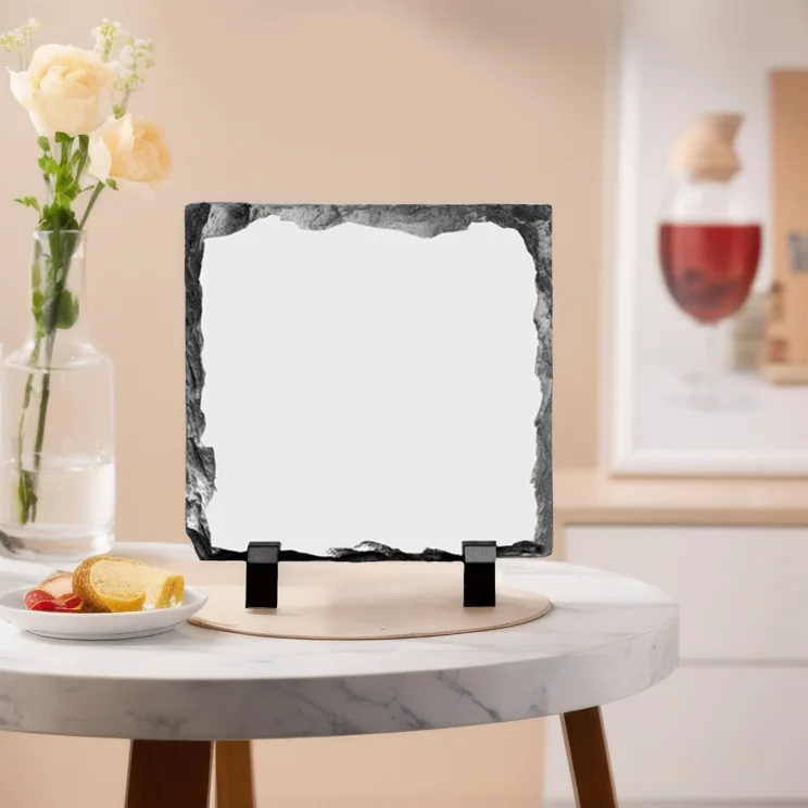 Sublimation Slate Blanks heart Custom Stone Slate Picture Frame Heat Transfer Rock Photo Plaque Slate Frames For Desktop Gift
