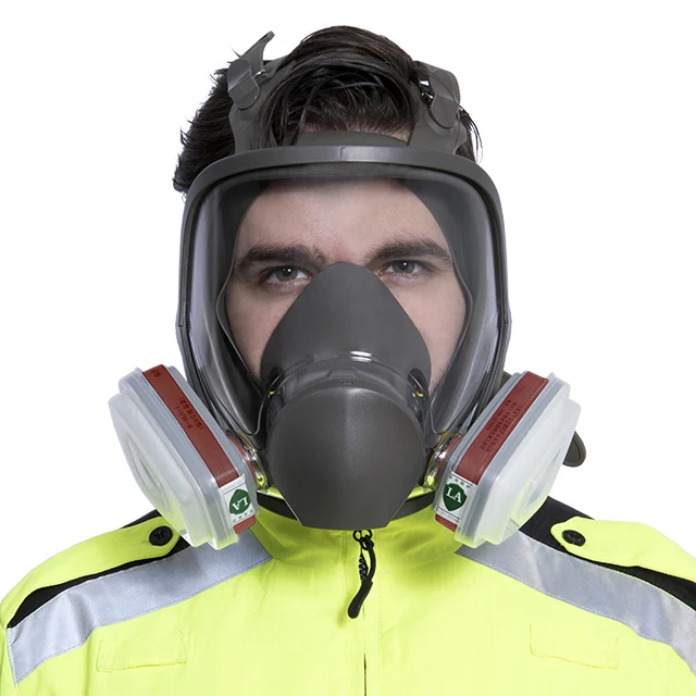 Rubber Full face air breathing apparatus gas mask filter  for fireman