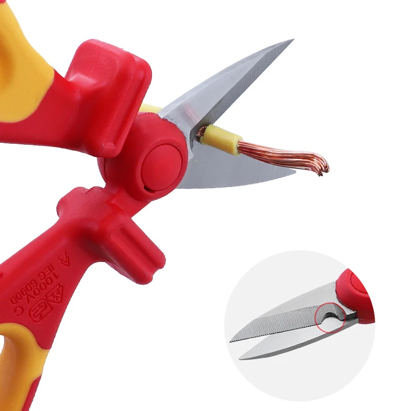Professional 1000V VDE High Voltage Resistant Scissors Hand Tools Insulated Cable Scissors Electrician Scissors