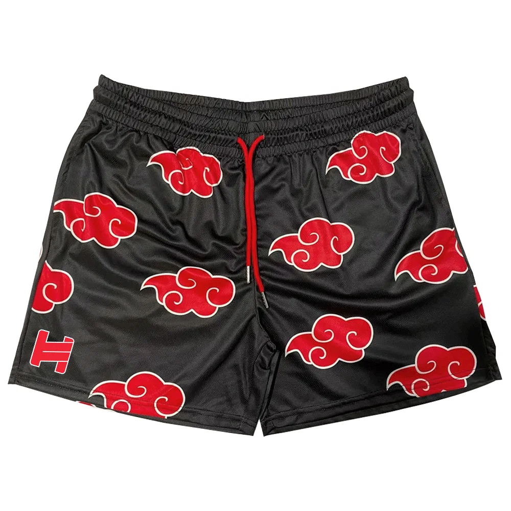 Custom Polyester Drawstring Single Layer Mesh Basketball Shorts Quick Dry Men Sublimation Print an Anime x Gym Mesh Shorts