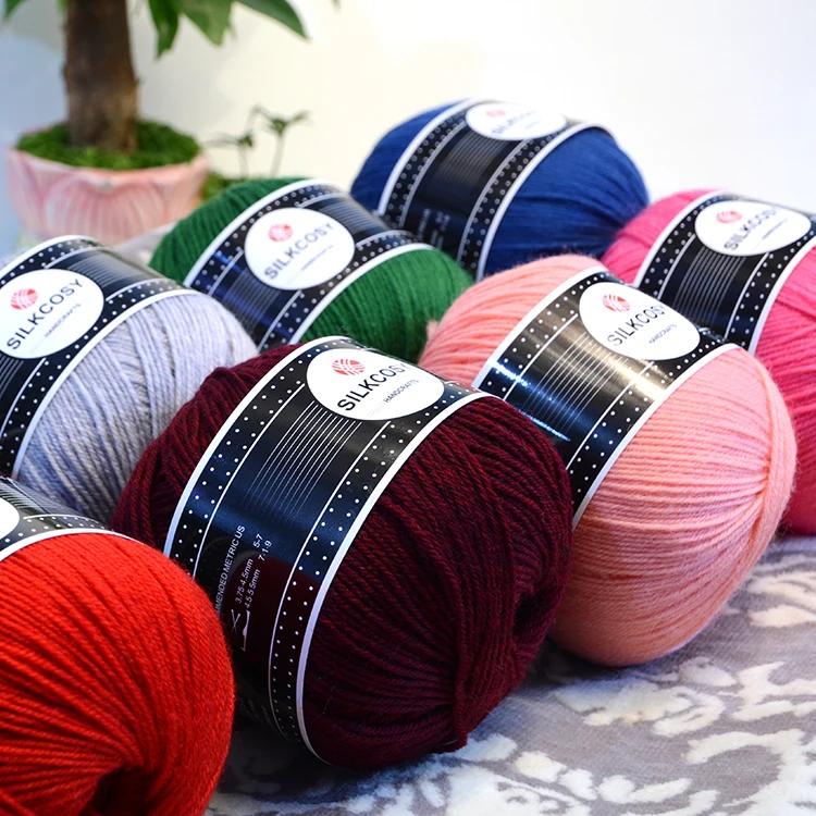 Фабричная шерстяная кроше пряжа 4ply мериносовая шерсть для вязания